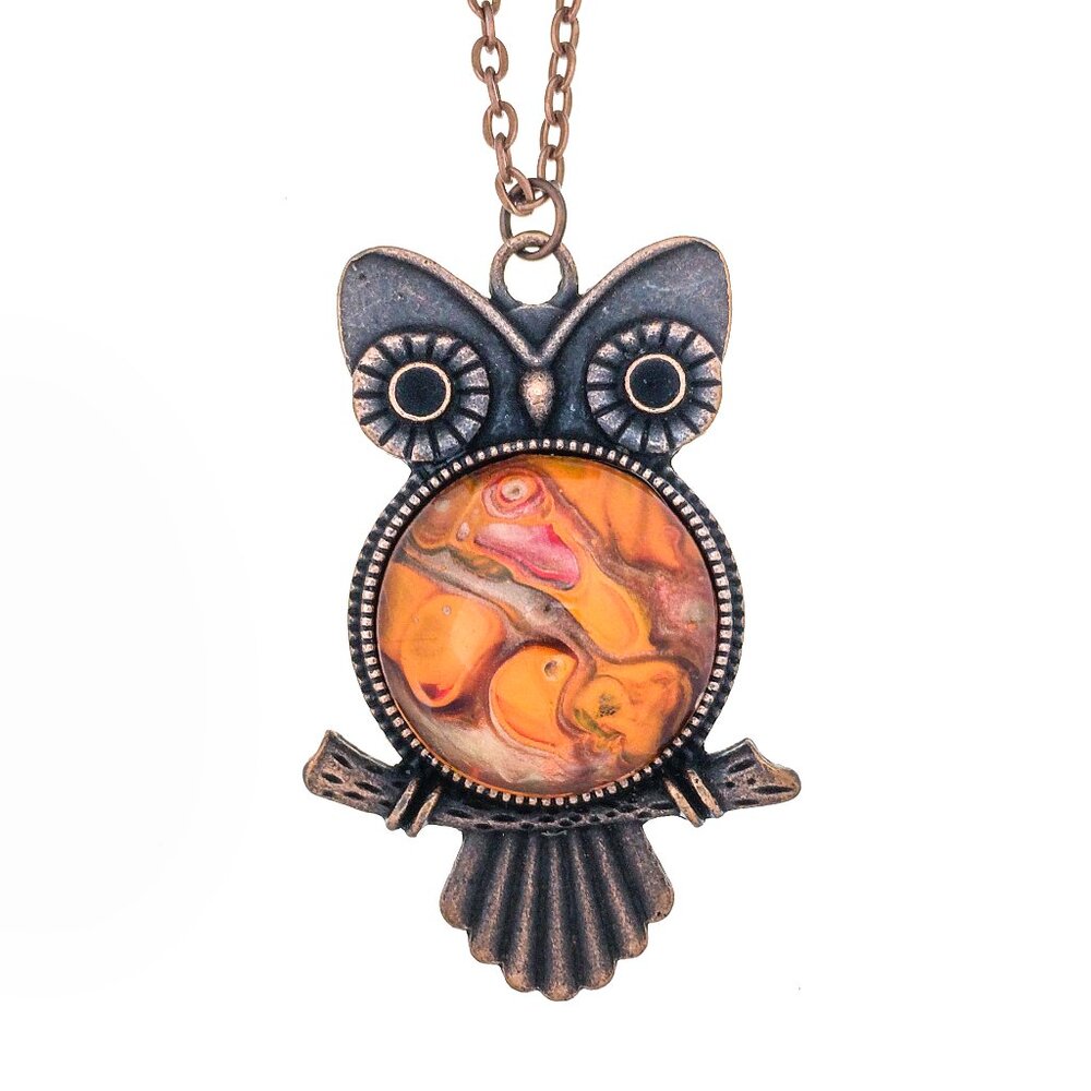 Owl Fluid Art Pendant & Necklace